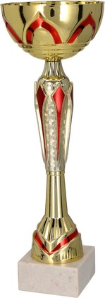 Puchar złoto-czerwony z przykrywką