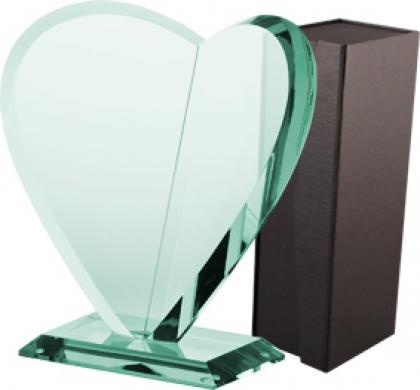 Trofeum szklane z etui - serce