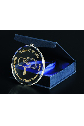 Medal szklany grawerowany + farba