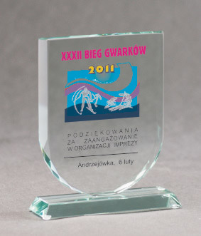 Trofeum szklane z nadrukiem kolorowym LuxorJet