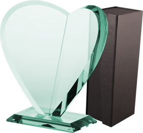 Trofeum szklane  z etui - serce