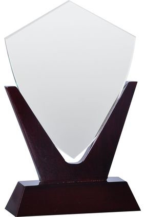 Trofeum szklano-drewniane