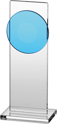 Trofeum szklane - prostokątne z niebieskim kółkiem
