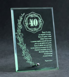 Trofeum szklane grawerowane