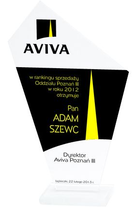 Trofeum szklane grawerowane z wypelnianiem farbą