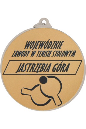 Srebrny medal z grawerem na laminacie